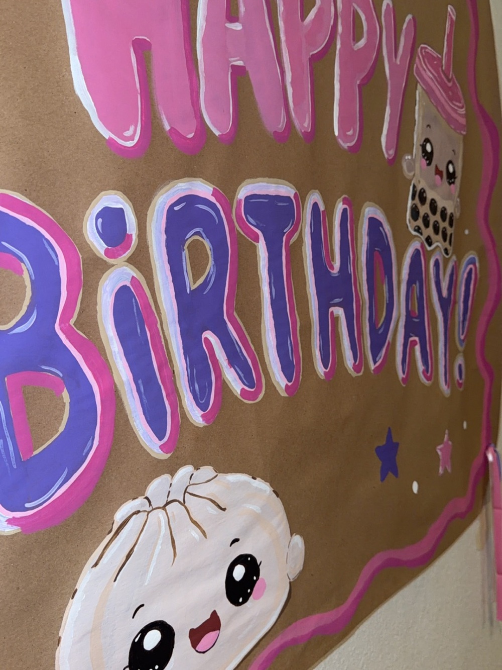 Birthday Party Wall Banner - Pink and Purple